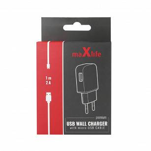 Ładowarka Adapter MaxLife Premium + Micro USB 1m 2000mA  - towar w magazynie, natychmiastowa wysyłka FV 23%, odbiór osobisty 0 zł