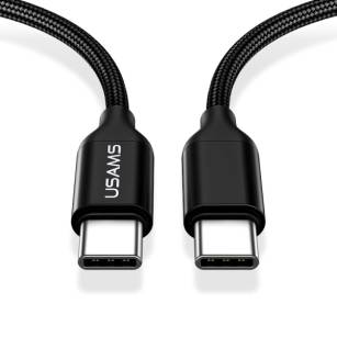 USAMS Kabel USB-C na USB-C 1,2m 2,4A 30W czarny/bl