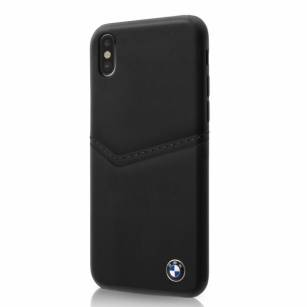 BMW hard case iPhone X / XS czarny, skóra naturalna