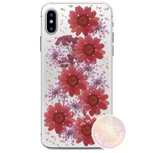 PURO Glam Hippie Chic Case iPhone X/XS prawdziwe płatki kwiatów czerwone 