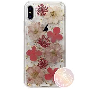 PURO Glam Hippie Chic Cover Case iPhone X/XS prawdziwe płatki kwiatów różowe 