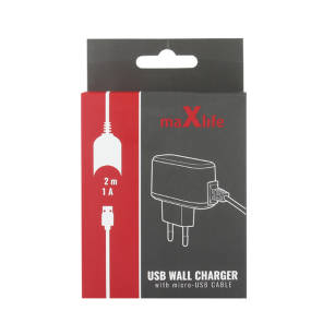 Ładowarka sieciowa MaxLife Micro USB 2m 1000mA  - towar w magazynie, natychmiastowa wysyłka FV 23%, odbiór osobisty 0 zł